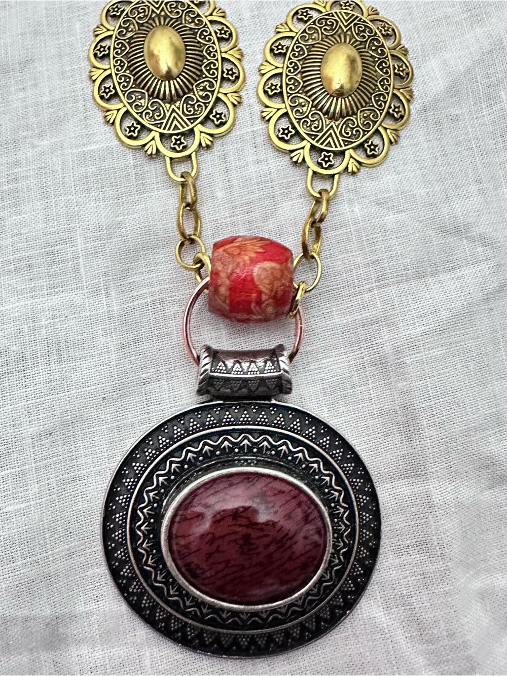 RUBYRUDI • Pendant Necklace Art to Wear UP CYCLED, Western SUSTAINABLE, OOAK - Picture 14 of 16